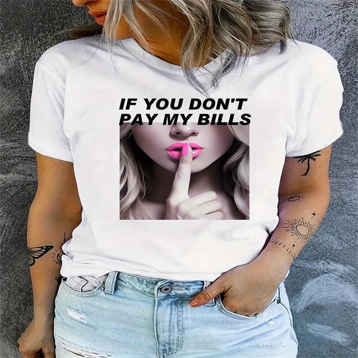 Summer Round Neck Pure Cotton Top Fashionable Casual Fashion Short Sleeved Women's Printed T-shirt