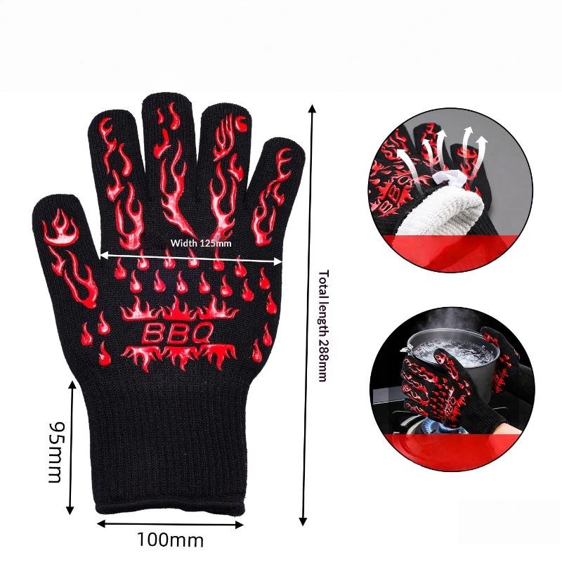 1/2Pcs Non Slip Silicone Oven Gloves Bbq Gloves Fireproof Heat Resistant Cut Resistant Mitts Kitchen Gloves For Barbecue Cooking