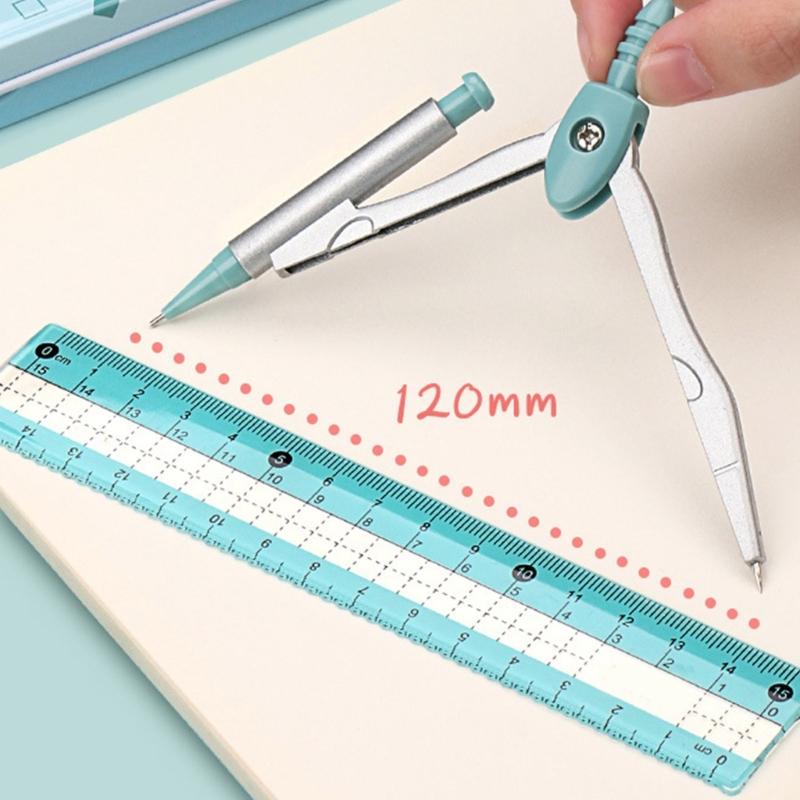 Multifunctional Drafting Tools Kits Including Compass Ruler Protractors Eraser For School Office Home Use In Organizers Box