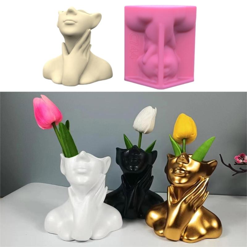 Abstract Portrait Flowerpot Mould Human Shaped Silicone Molds Succulents Planter Epoxy Resin Molds Indoor Home Decors