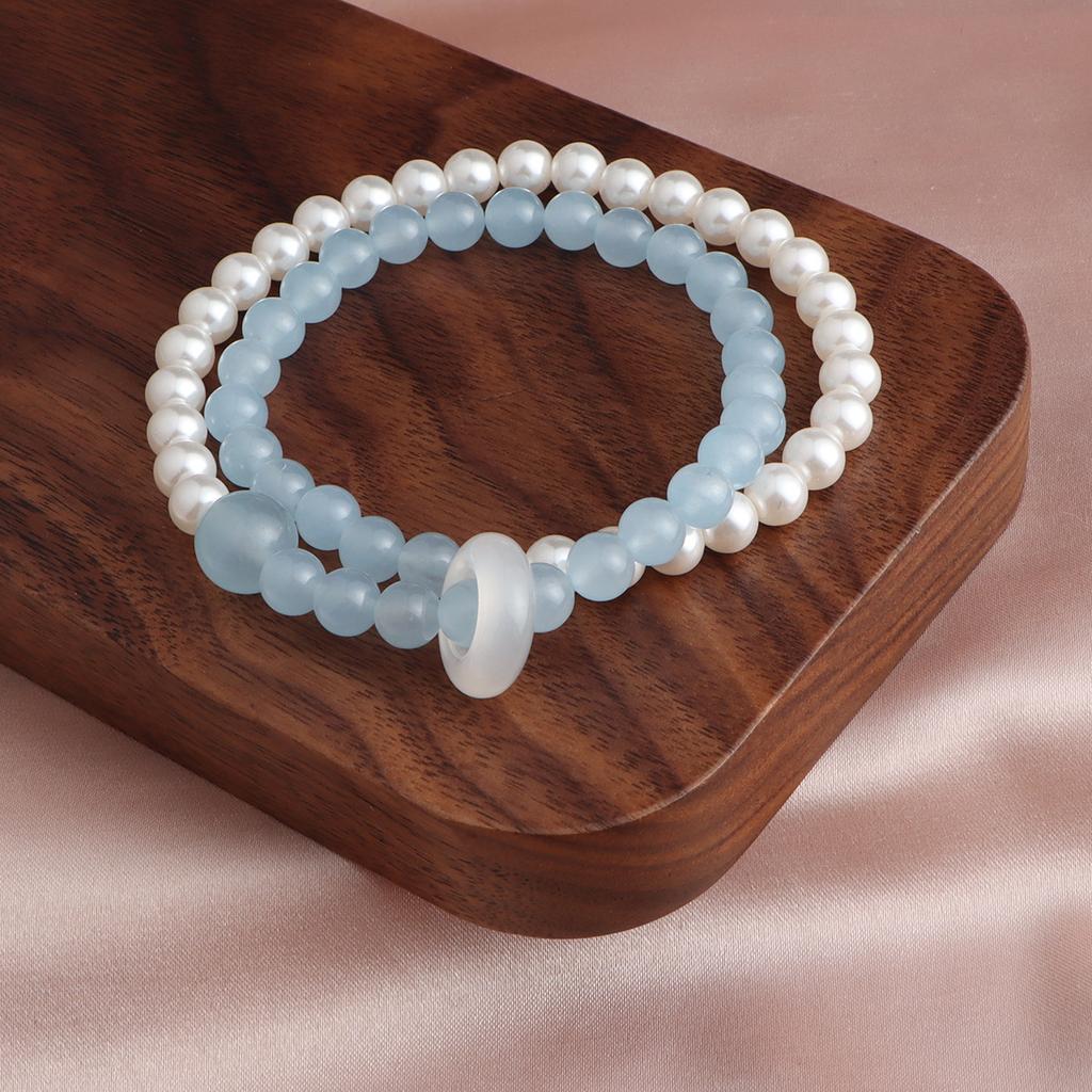Armband Shijia Perle Topas Aquamarin Grüner Jade Laufender Ring Doppelkreis Kristallarmband Einfach, Klein und Frisch
