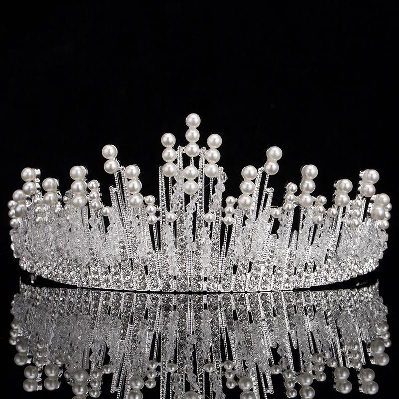 Pearl Alloy Bridal Crown Hairpiece - Elegant Wedding Accessory