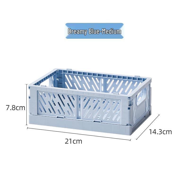 Foldable Plastic Storage Basket - Creative, Stackable Bin for Desktop, Living Room, or Refrigerator Organization
