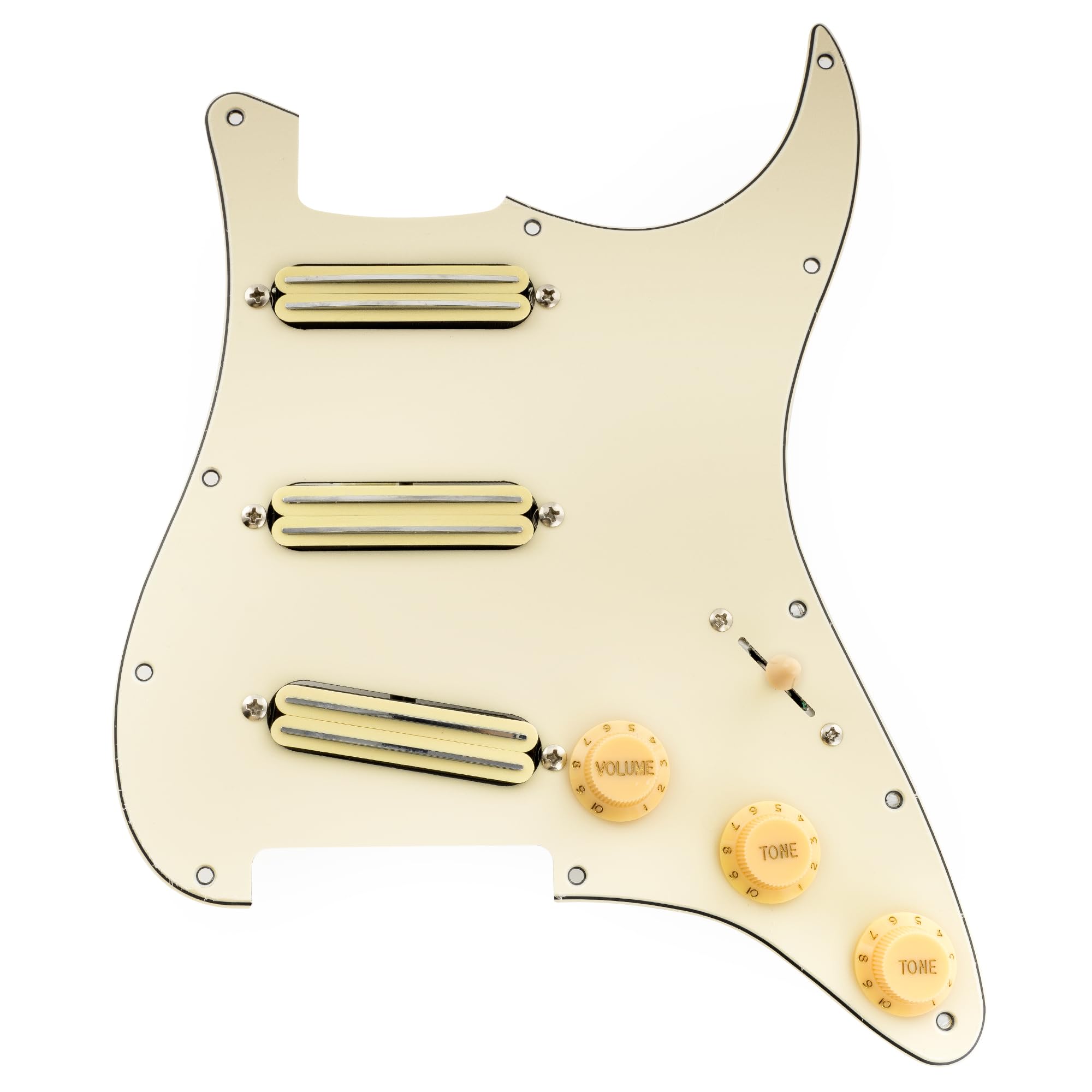 

Musiclily SSS Strat Pickguard for Ceramic Humbucker Strat Electric Cream Pro-SE ST-DPHC Pre-wired Single-Size Guitar, 3-Piece
