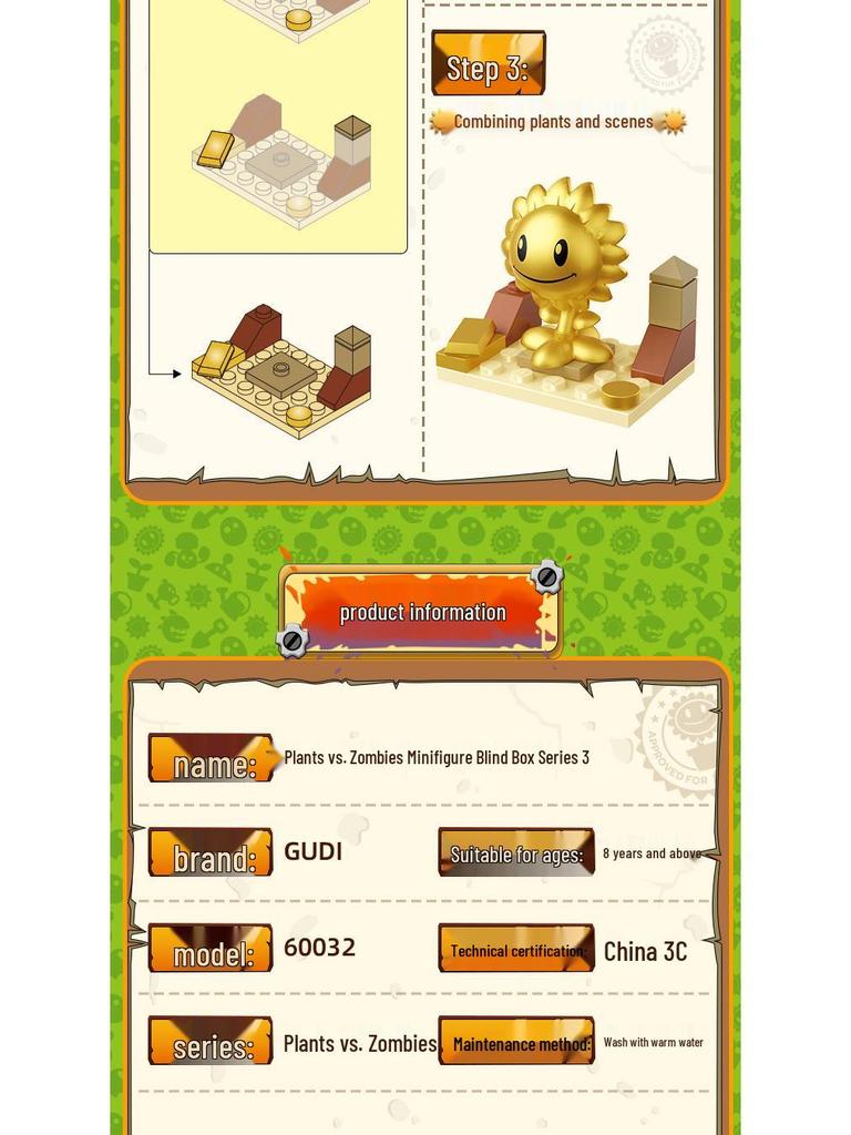 Goody Plants vs. Zombies Sunflower Pea Shooter Zombie Assembly Model Toy