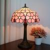 Modern Pink Cherry Blossom Table Lamp 12-Inch Color Glass Shade Artistic Lamp for Living Dining Room Bedroom Nightstand Decor