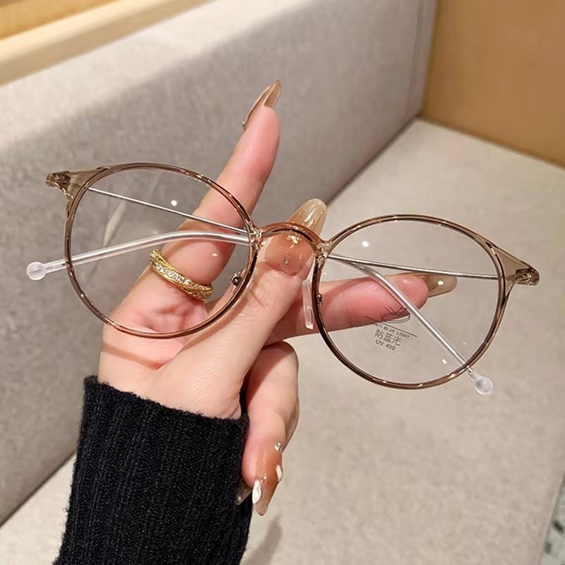 Men s And Women s Matching Simple Round Eyeglass Frames - Anti-blue Light Glasses9536 коричневый