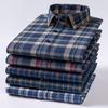 Over Size 100%cotton Brushed Plaid Long Sleeve Shirts for Men Single Pocket Casual Tops Soft Vintage Elegant Designer Clothes