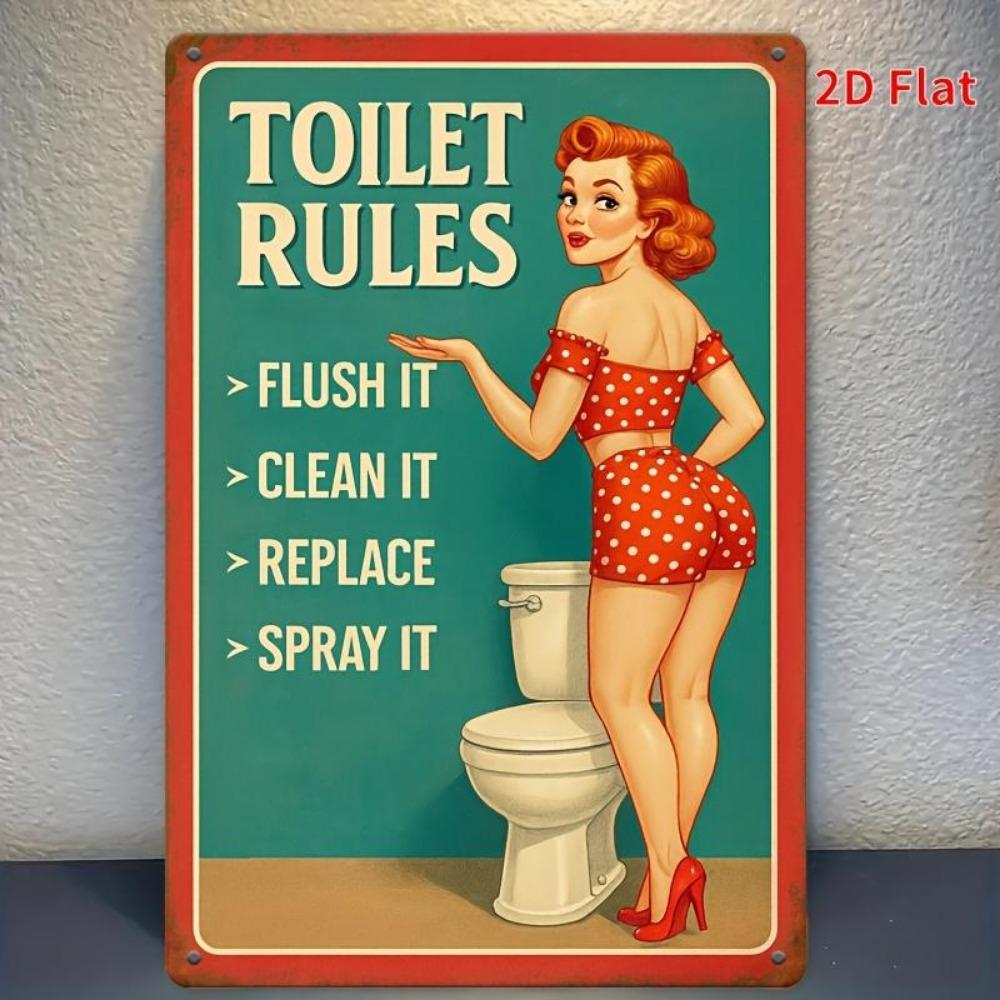 Retro Metal Sign Toilet Rules Tinplate Wall DecorFunny Vintage Plaque Suitable for Home Decoration Restaurant Decor Ba