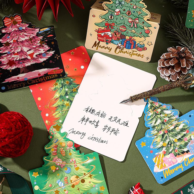 Weihnachten Weihnachtsbaum Bronzierte Grußkarte Florist Backgeschenke Kleine Karte Nachrichtenkarten
