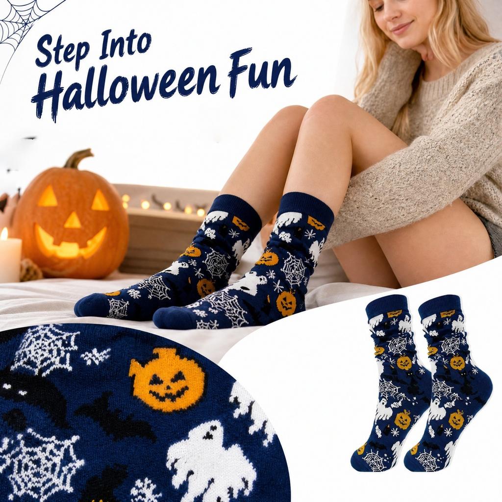 Halloween Socks with and Pumpkin Print Casual Cotton Socks for Men Women