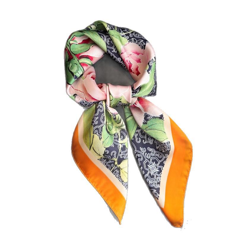 Retro pattern Yayun printing silk scarf square scarf high-end shawl sunscreen neck small square scarf headscarf women's scarf