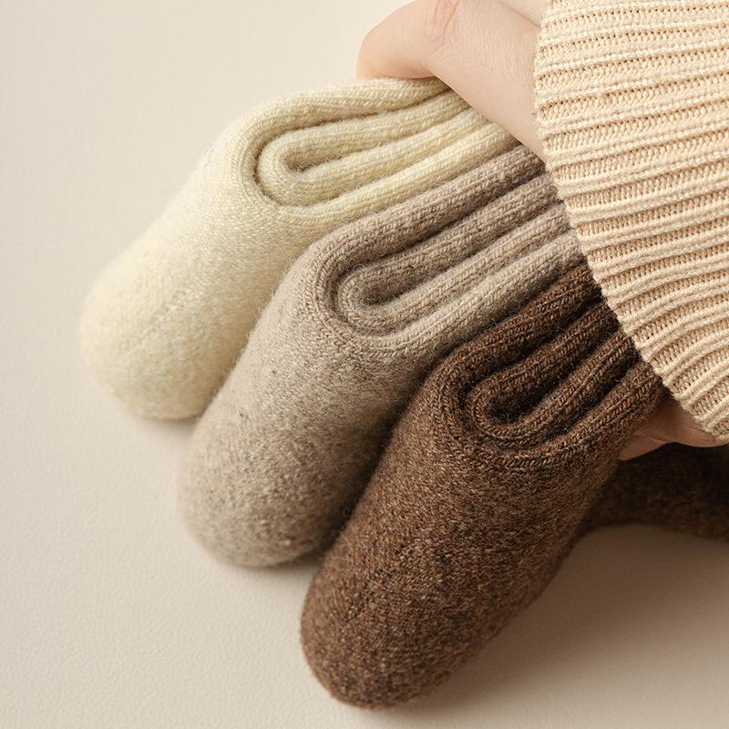 Wool Socks Children'S Medium Tube Socks Season Warm Plush Thickened Terry Socks Embroidered Letters Winter Super Thick Stockings