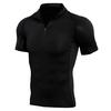 Men's Stand Collar Zipper Fitness Short Sleeve Training Stretch T-shirt Sports Quick-drying Clothes