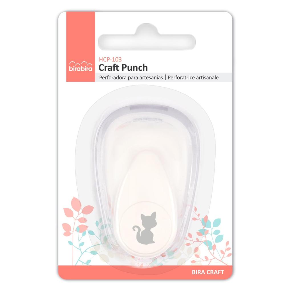 Bira Cat Punch, Animal Shape, 3/8" Lever Action Craft Punch for Paper Crafting and Scrapbooking