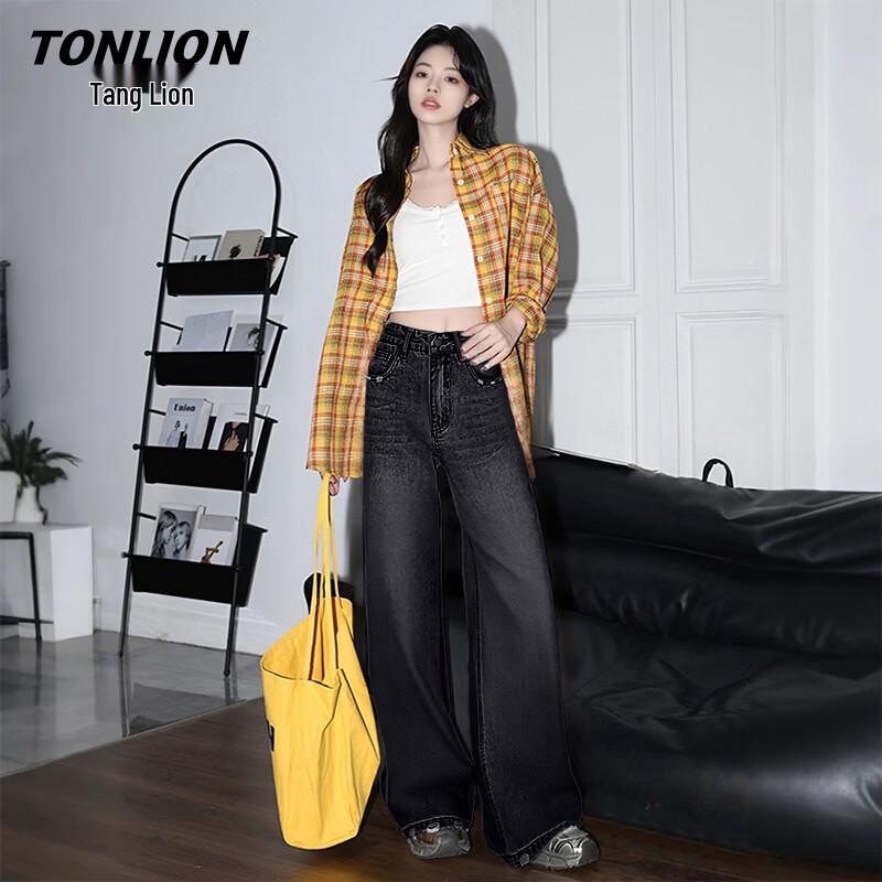 TonLion Women s High-Waist Wide-Leg Jeans M