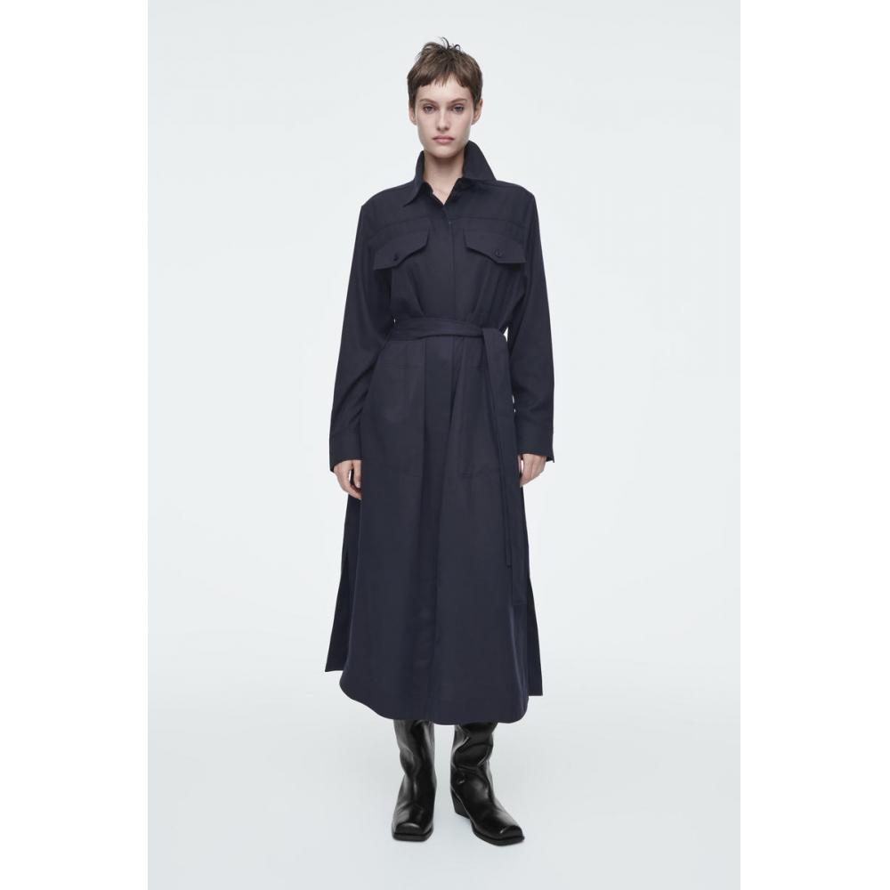 

Cos Japan Belted Midi Shirt Dress navy/32P