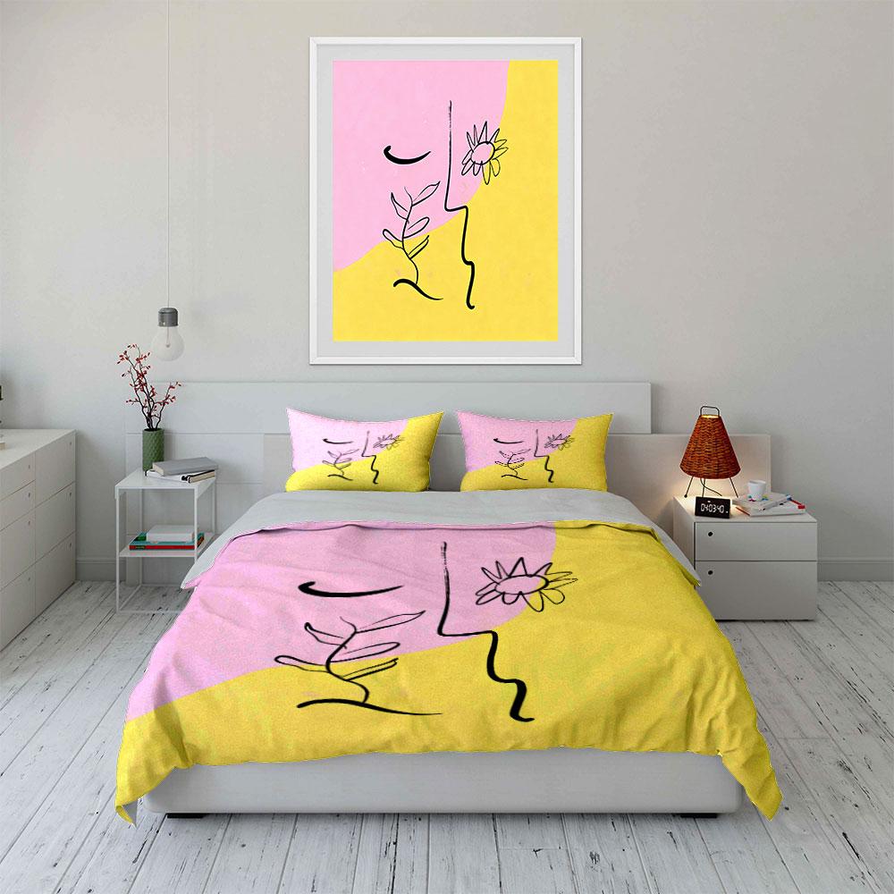 Abstract Minimalist Art Prints Set Soft Comfortable Duvet Cover Bedding Set Included 1*Duvet Cover & 2*Pillowcases, Gift