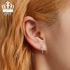 Avle Sterling Silver S925 Platinum-Plated Wreath Earrings with Colored Zircon Hollow Flowers, Model BSE612.