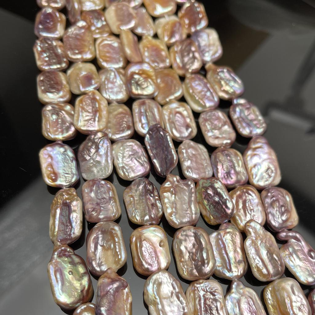 Natural Purple Square Baroque Pearl Beads 12x16mm 36cm Full Drilled Rectangle Pearl Strand For Designer Statement Necklace DIY Jewelry Making
