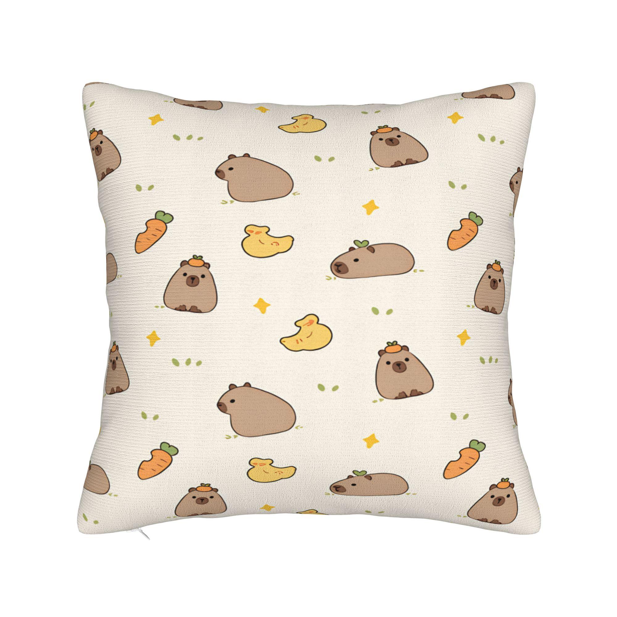 

Kawaii Capybara Pillow Cover Retro Trendy Pillow Case For Office Car Home Decor Comfy Pillowcases Birthday Present 12x12Inch