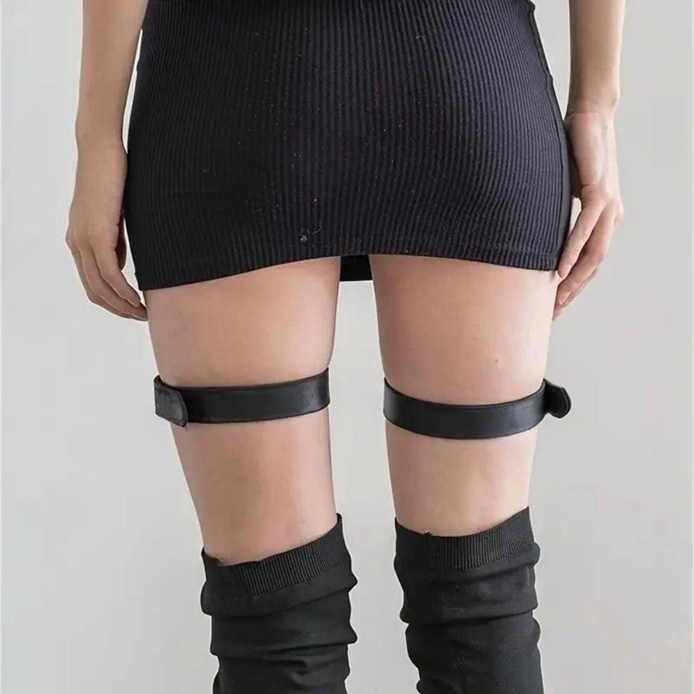2Pcs Thigh Strap Ring Pu Leather Gothic Adjustable Leg Ring Thigh Harness Punk Rock Leg Garter Belt Clothing Accessory