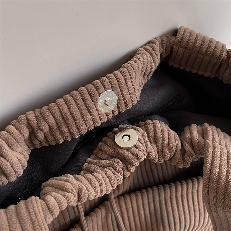 Corduroy Bag Women's Large Capacity Shoulder Shopping Bag Commuter Tote Bag