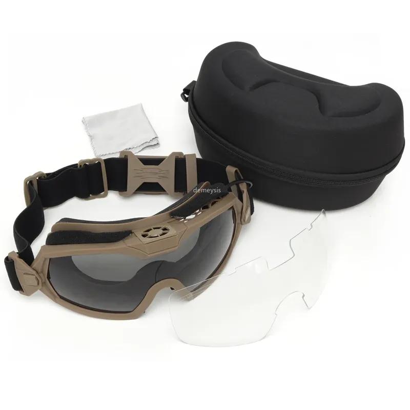 Tactical Goggles with Micro Fan Ourdoor Sport Airsoft Cs Wargame Shooting Glasses for Paintball Eyewear Hiking Sunglasses