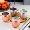 BORREY Stainless Steel Coffee Mug Tea Cup Moscow Mule Copper Mugs Hammered Copper Plated Beer Cocktail Mug Bar Bartender Tools