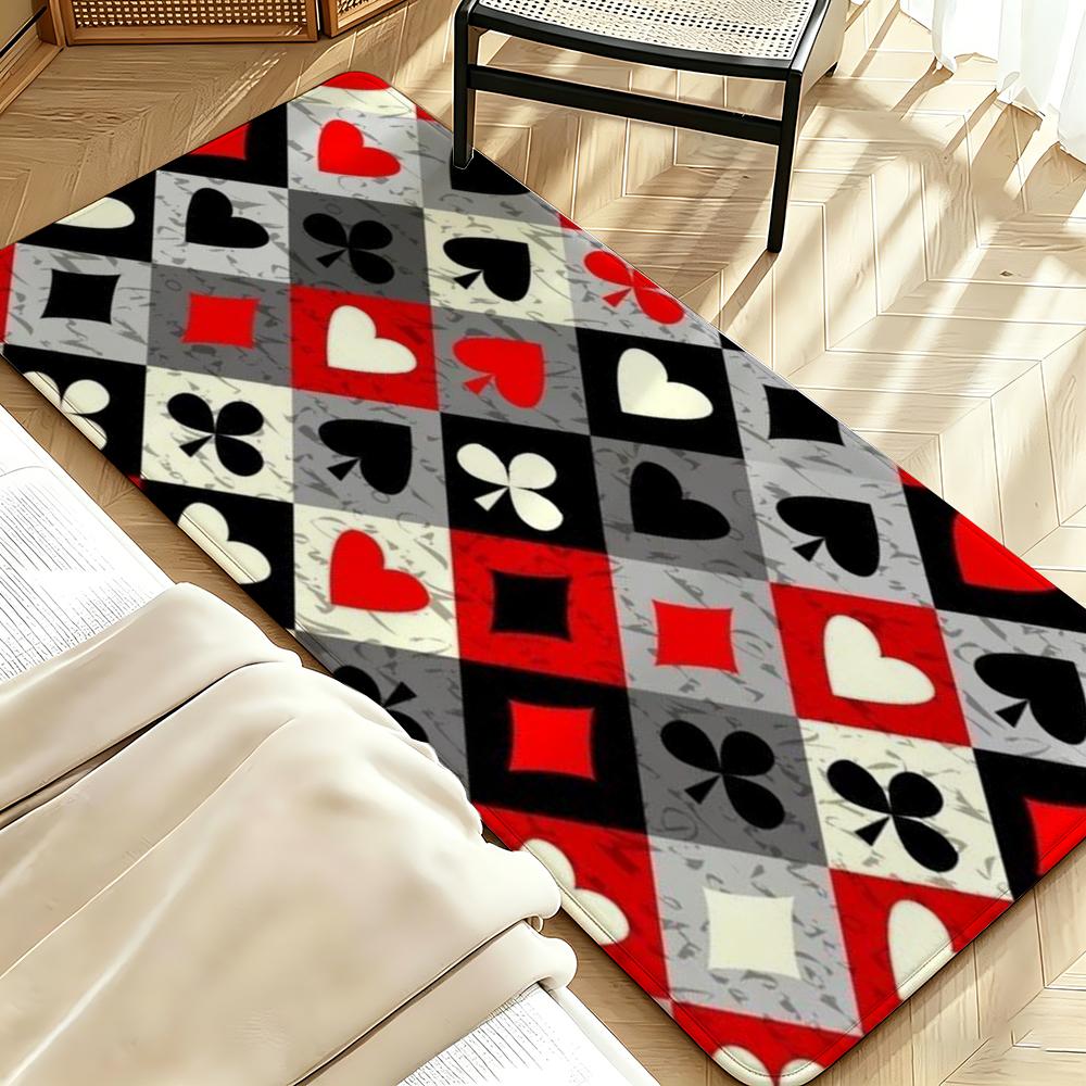 Game P-Poker Suit A-Ace Floor Mat Soft Flannel Entrance Door Mat Non Slip Absorbent Bathroom Bedroom Floor Rug