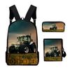 Trattore Agricolo Zaino Scolastico Borse Scolastiche Borsa a Spalla Astuccio Set da 3 Pezzi Regalo per Bambini Studenti