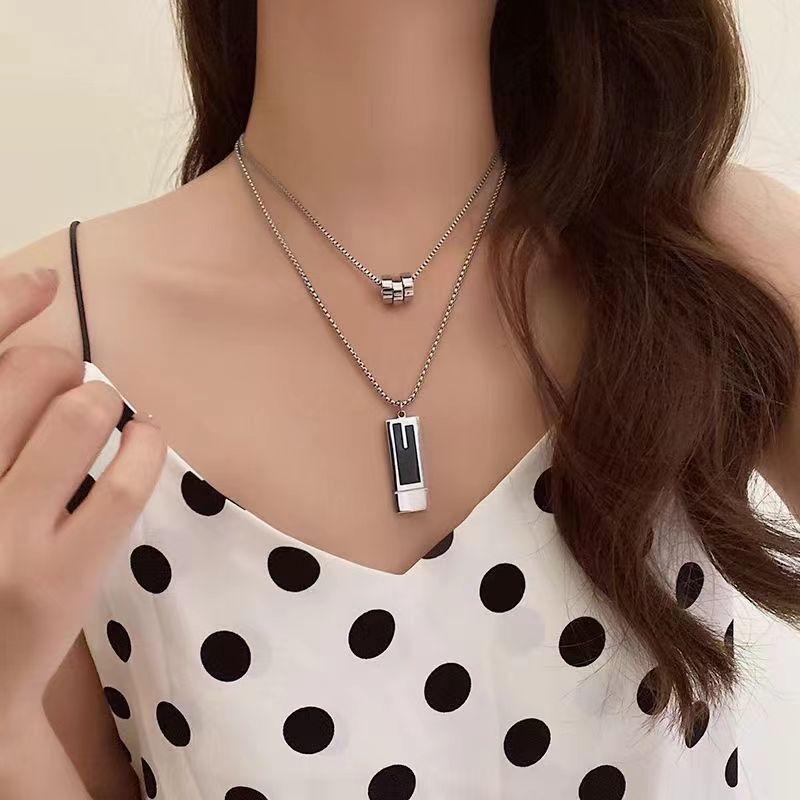 JMXD Women Sweater Chain Titanium Steel Pendant Necklace Small Luxury Chic Y2K Minimalist Statement Jewelry Gift for Her