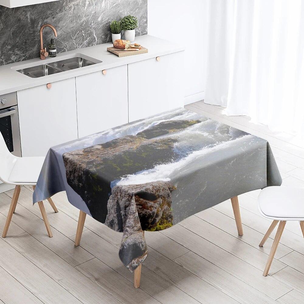 Față de masă cascadă peisaj natural anti-petare impermeabilă dreptunghiul de bucătărie masă de sufragerie decor acasă