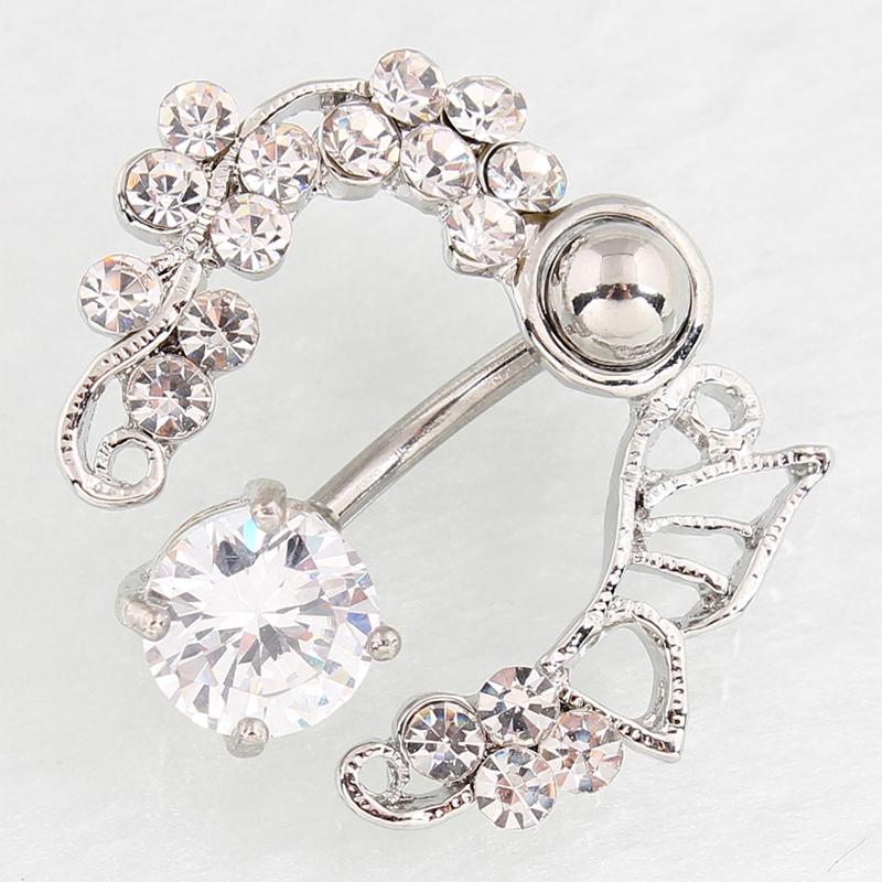 Kristal Taşlı Delikli Kelebek Göbek Deliği Halka Modaya Uygun Kadınlar İçin Göbek Tırnağı Paslanmaz Çelik Seksi Vücut Piercing Takı