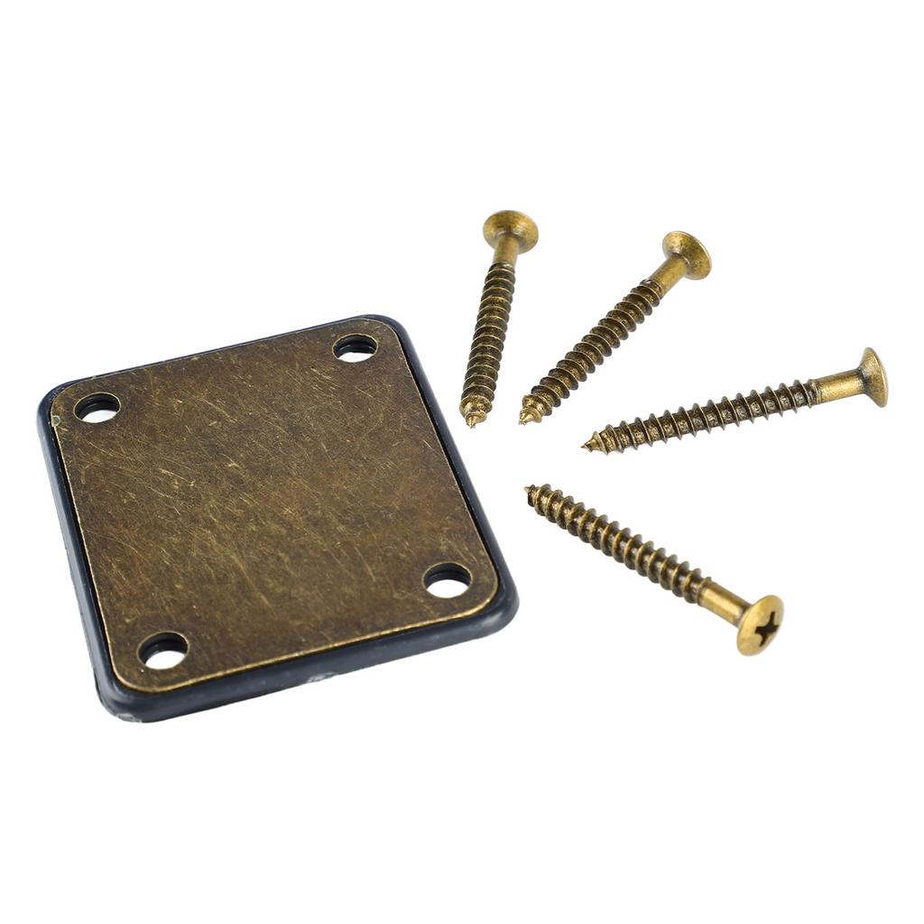 Electric Guitar Neck Plate Bass Reinforcing Metal Accessories 4 Holes with Screws