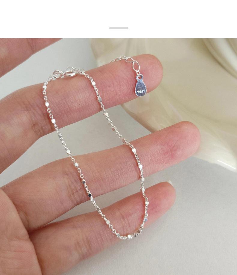 S925 Sterling Silver Glittering Square Chain Bracelet for Women - Korean Simple Design, Versatile & Stylish