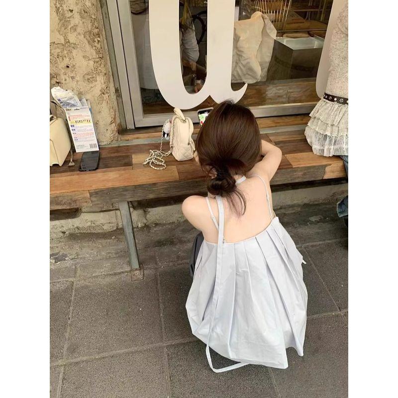 Kumikumi Sweet Design Sense Pleat Cami Women clothes Summer Age-Reducing Chic Slimming Sleeveless Top