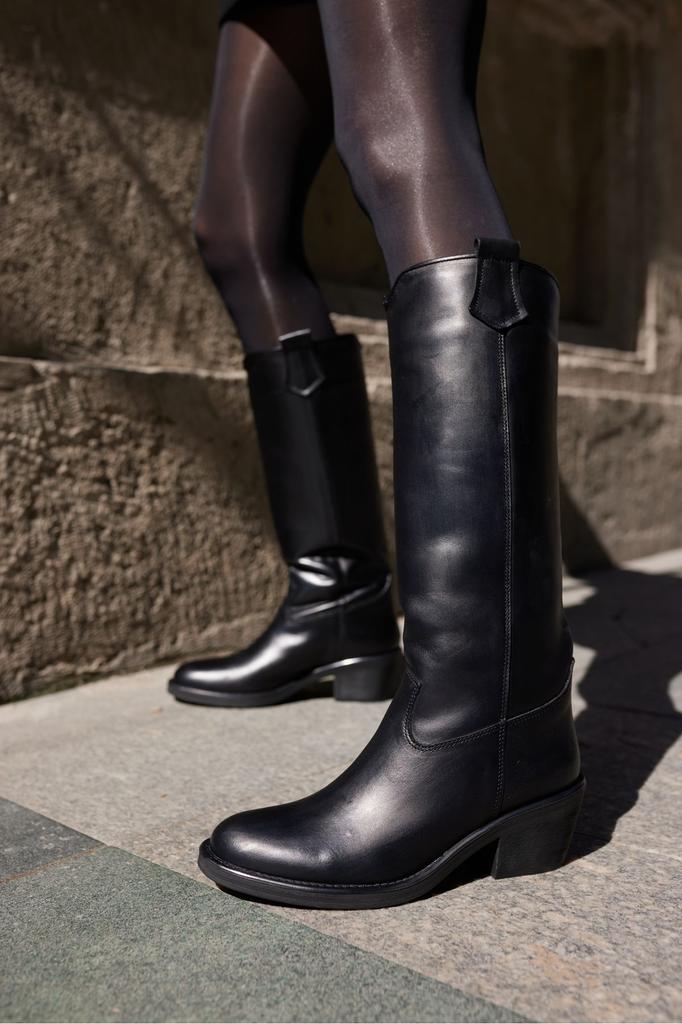 Women Modern Stylish Fashion Boots Boots Genuine Leather Mercury Women Black Genuine Leather Boots