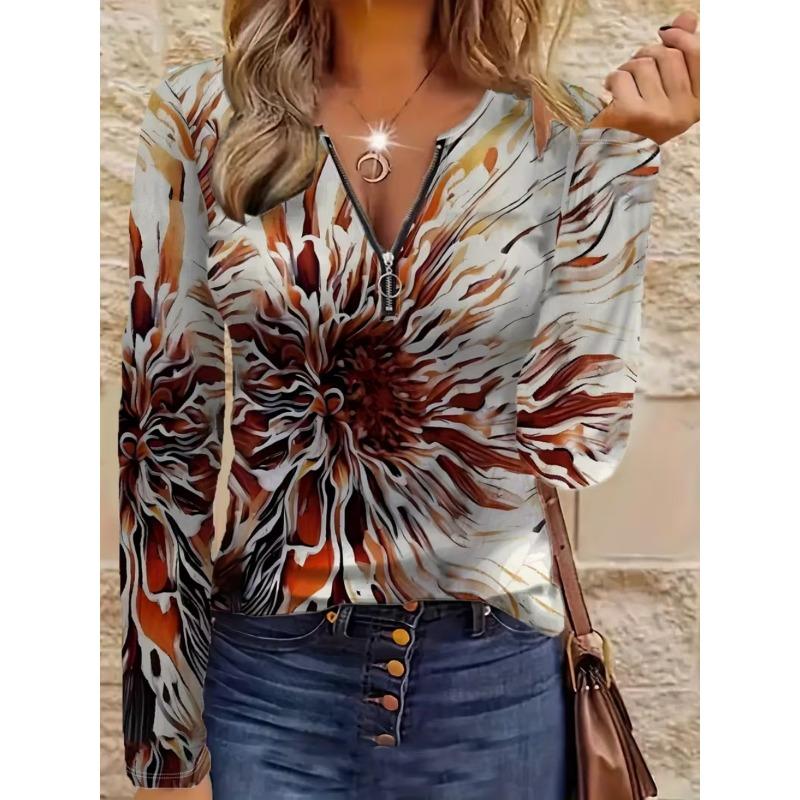 Women's Casual Zipper Long Sleeve T-Shirt