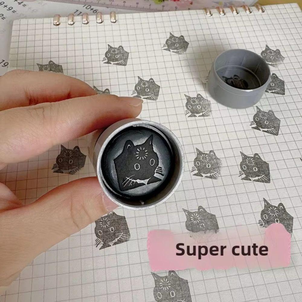 DIY Decoration Cartoon Stamps Small Round Cat Stamps Funny Kitten Seal Hand Account Decoration