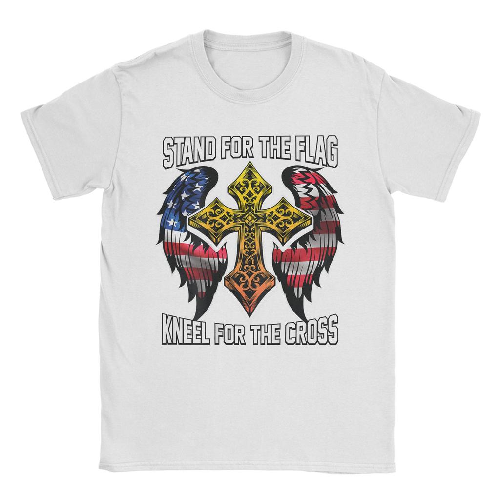 Stand For The Flag Kneel For The Cross Men's T Shirts Veteran's Day Novelty Tees Short Sleeve T-Shirt Cotton Gift Merchandise