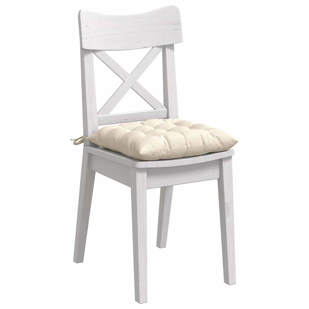 Seat Cushion Set 4 Pcs Cream 40 X 40 X 6 Cm Cord Fabric