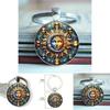 Cute Sun Moon Glass Pendant Keyring Portable Key Organizer For Gift Or Personal Use