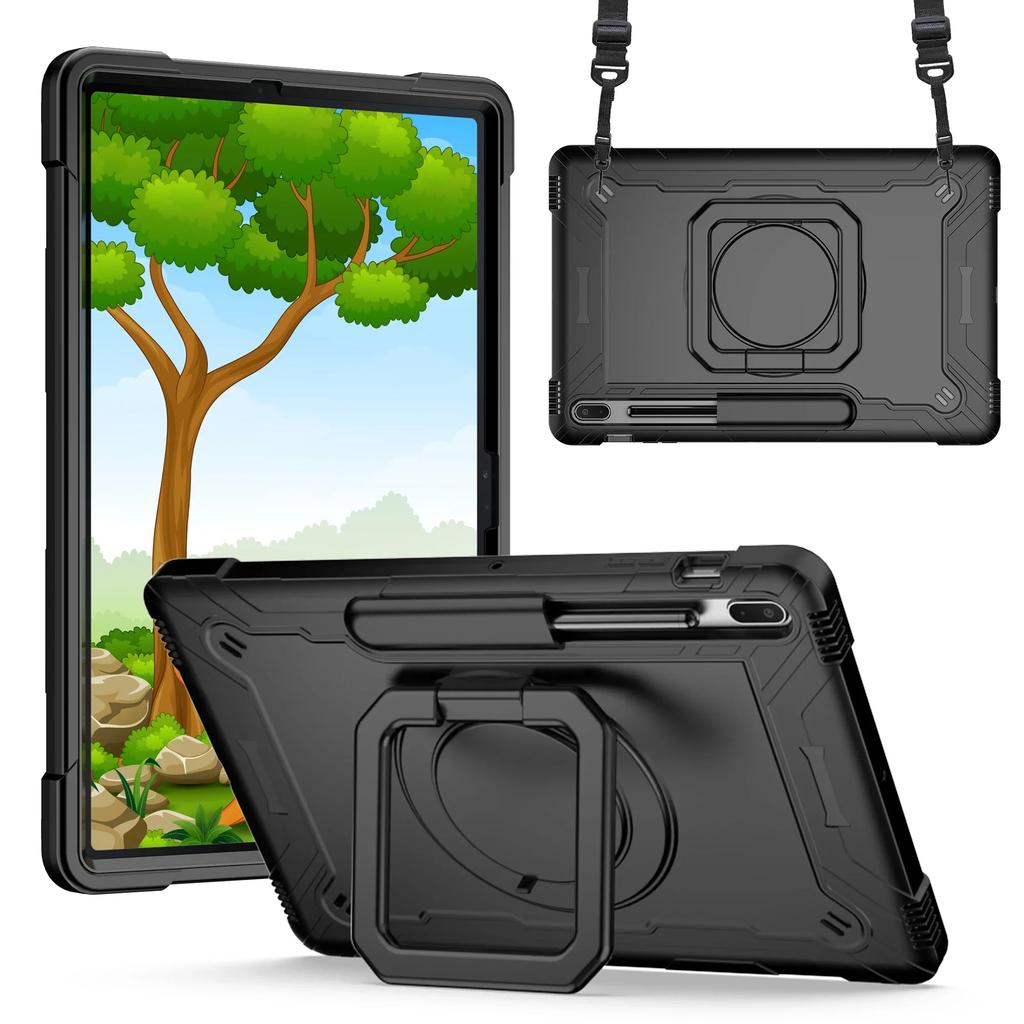 Case for Samsung Tab S7FE S7Plus 12.4' S8Plus S9Plus Swivel Bracket Handle with Shoulder Strap Case for Tab S9 S7 S8 11' Funda