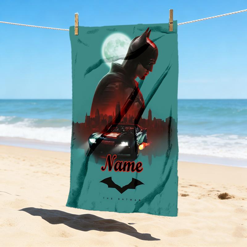 Custom Name Batman Saga Stylish Digital Printing Beach Towel Quick‑Drying Absorbent Blanket for Beach Pool Gym Travel