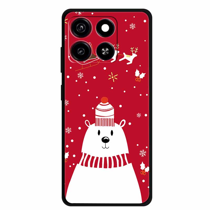 Christmas Cover For ZTE Blade A35 A55 Case Black Silicone Cases for ZTE Blade A55 Cartoon Santa Claus Christmas Tree Back Cover