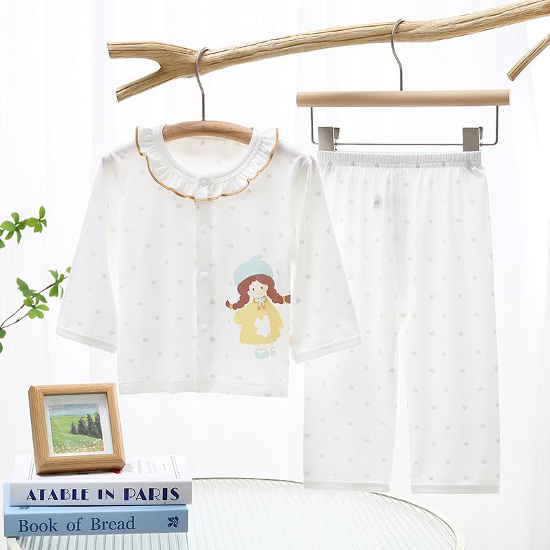 Kids' Spring/Autumn Pajamas: Lyocell Two-Piece Set for Boys & Girls - Lightweight Top & Pants