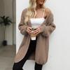 Women's Chunky Knit Cardigan with Lantern Sleeves - Cozy Autumn & Winter Boutique Style