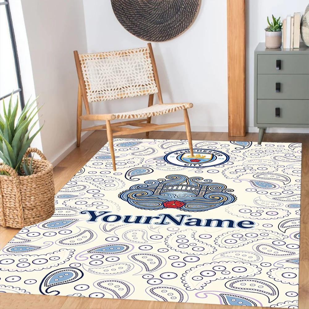 Manchester City 55 Customizable Name Area Rug Design for Decorate room Outdoor Dining Room Entryway Antislip Carpet Office home decor Spiritual Gift