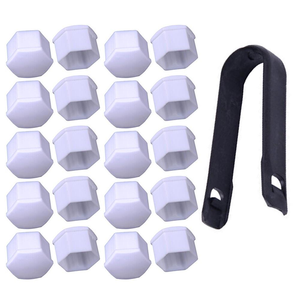 

Белые колпачки-заглушки для болтов колесных гаек, украшающие внешний вид автомобиля